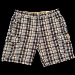 RedHead Mens Blue Plaid Cargo Shorts Size 38 Dadcore Outdoor Gorpcore